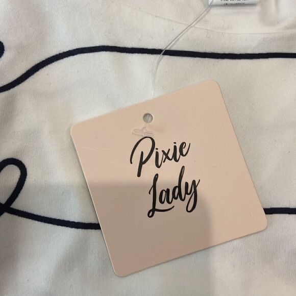 PixieLady NWT White & Black 'Love' Stripes Long-Sleeve Crewneck Tunic Sz L - Picture 4 of 6